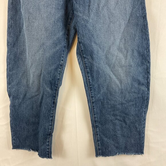 Madewell The Curvy Balloon Jeans 26 Blue Dark Wash Raw Hem - Picture 4 of 11